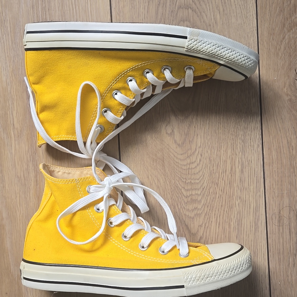Converse Chuck Taylor All Star Yellow High-top Sneakers Sz Womens 8 Mens 6 - Picture 4 of 8